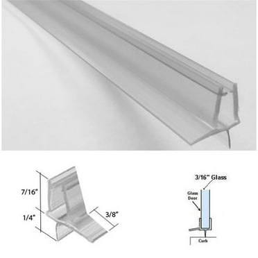 17mm Glass 12mm 43//64 uxcell Frameless Glass Shower Door Sweep with 1//2 39.37 Long Drip Rail H-Type Door Bottom Side Seal Strip